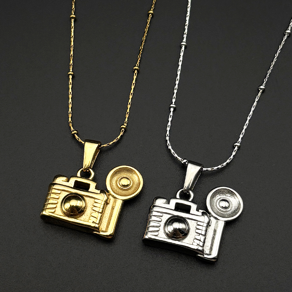 Vintage Fashion Photographers - Retro Flash Camera Pendant Necklace Stainless