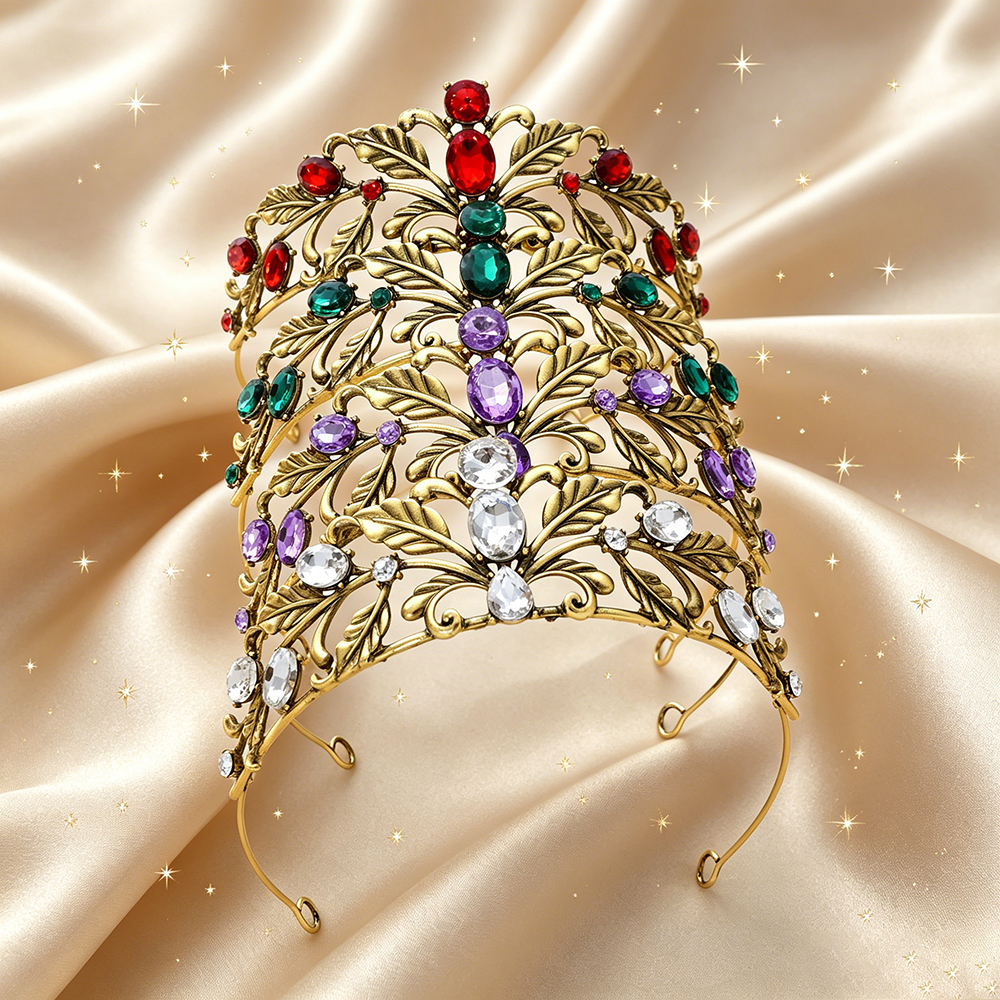 Vintage Fashion Jewelry - Vintage Leaf Rhinestone Bridal Tiara Elegant