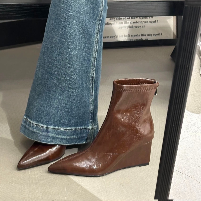 Vintage Fashion Female - Autumn Winter Vintage Weges Heel Women