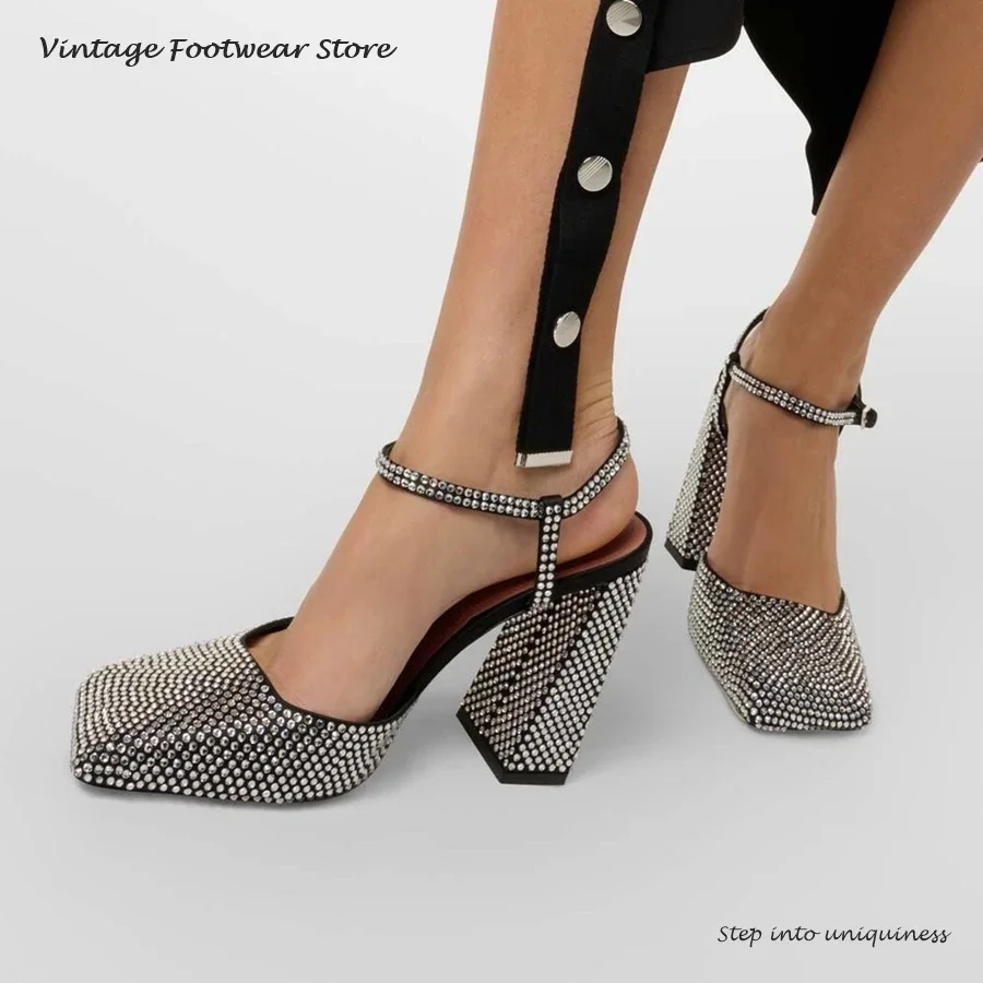 Vintage And Modern Fashion - Vintage Crystal Embellished Pumps Summer Square