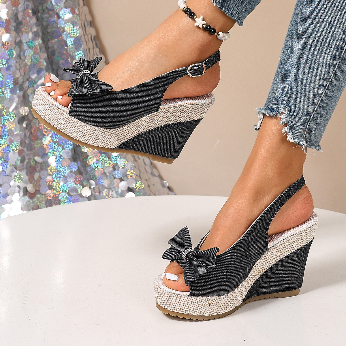 Vintage Rivet Decor Wedge Sand – обзор и цена Vintage Fashion Plus Size