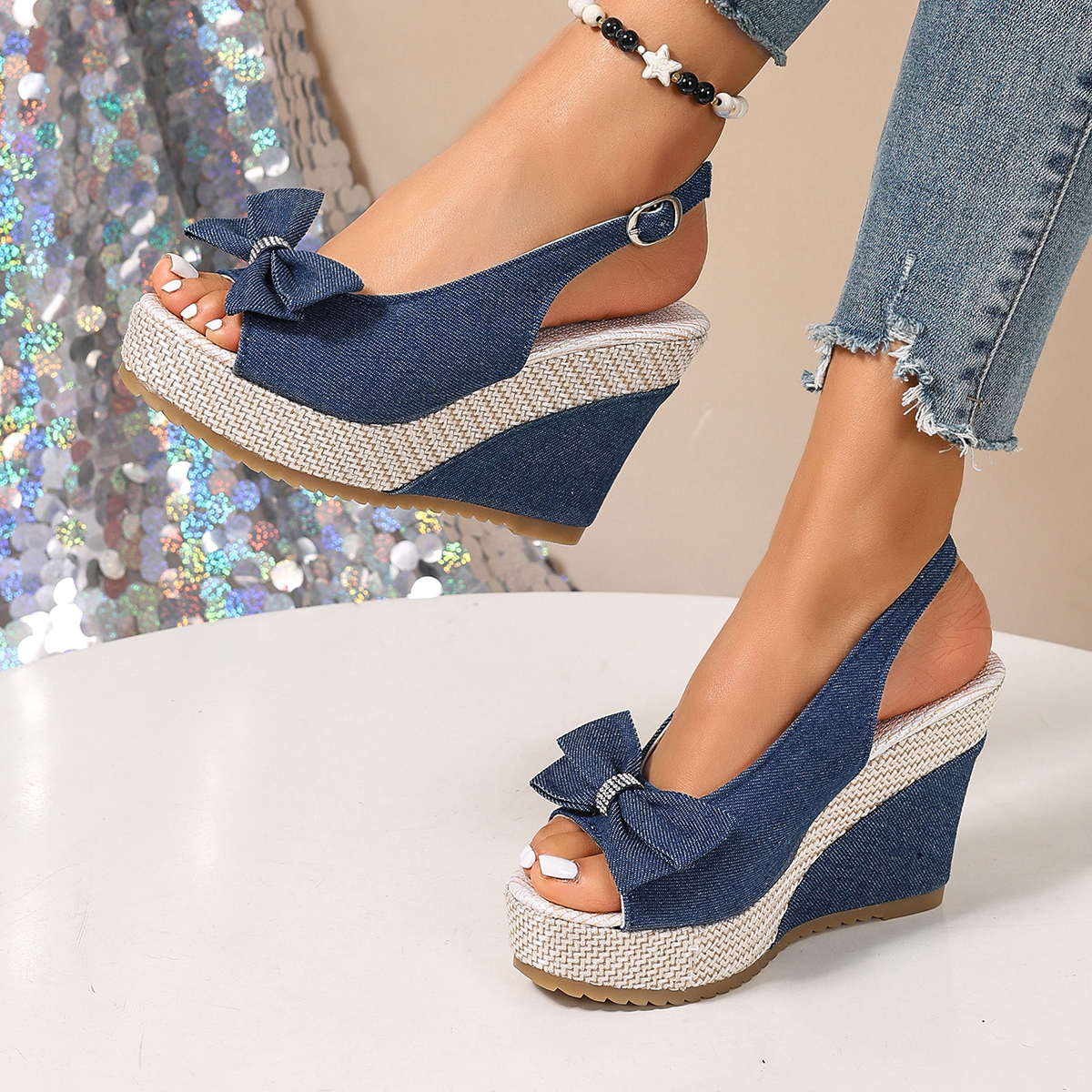 Vintage Rivet Decor Wedge Sand – обзор и цена Vintage Fashion Plus Size
