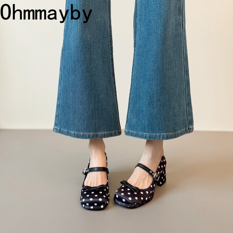 Vintage Thick Heel Polka Dot W – обзор и цена Vintage Fashion Female