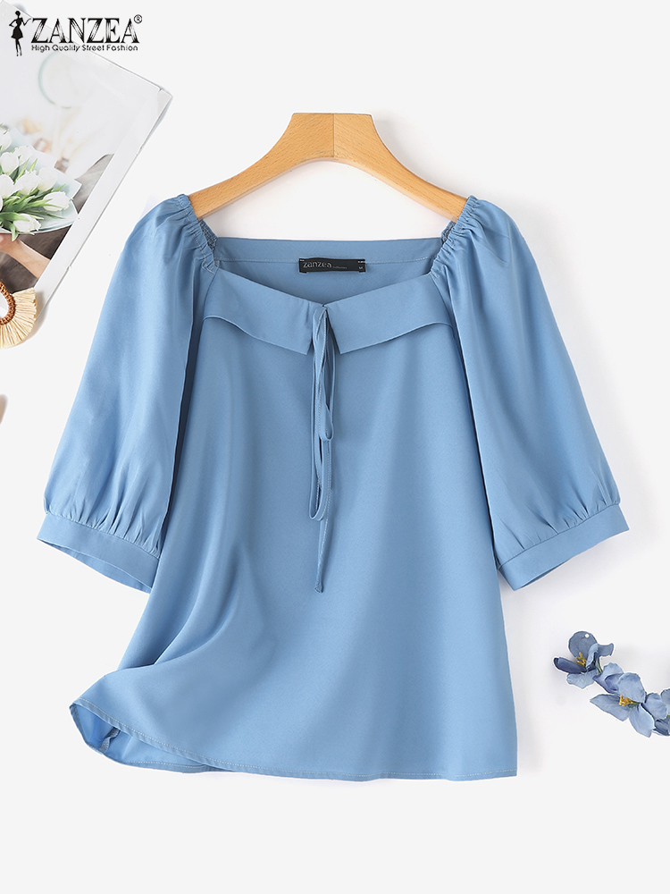 ZANZEA Korean Style Solid Blou – обзор и цена Vintage Fashion Style Female