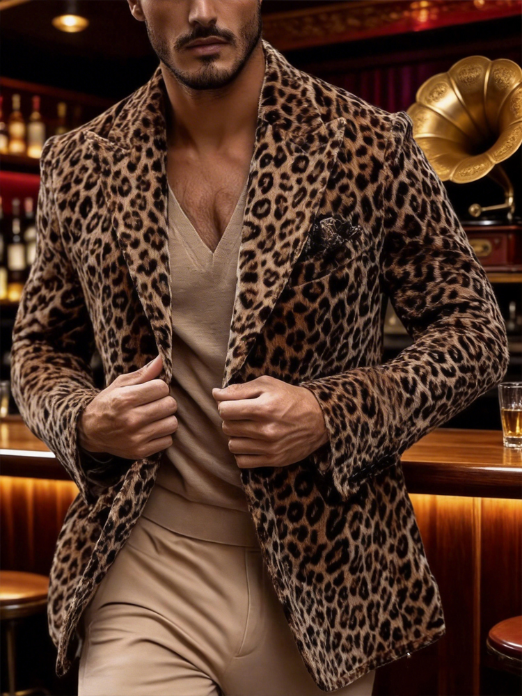Men’s Leopard Print Velvet Bla – обзор и цена Velvet Blazer Vintage