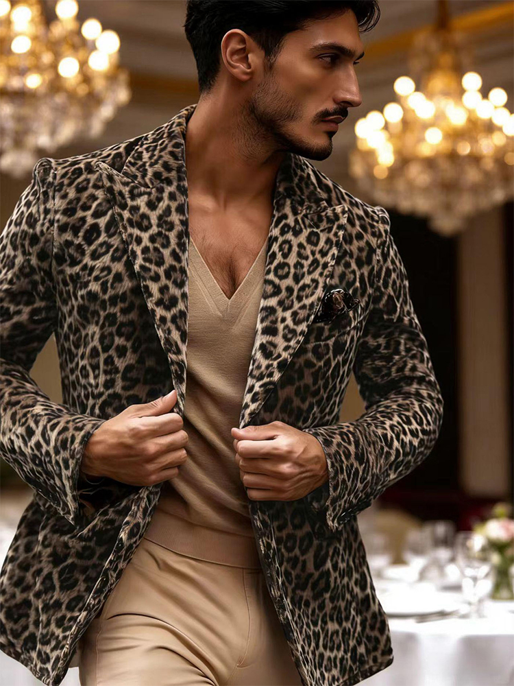 Men’s Leopard Print Velvet Bla – обзор и цена Velvet Blazer Vintage