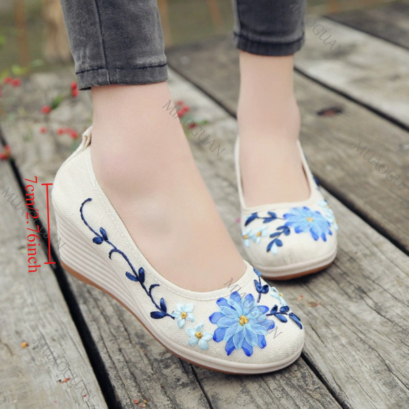 Embroidered Women Comfort Wedg – обзор и цена Vintage Fashion Female