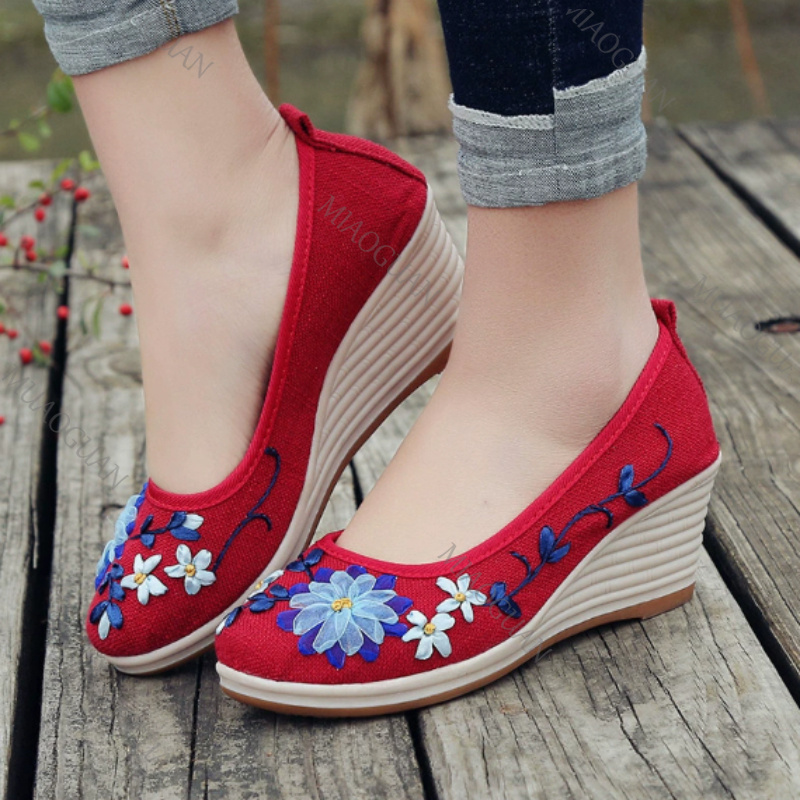 Embroidered Women Comfort Wedg – обзор и цена Vintage Fashion Female