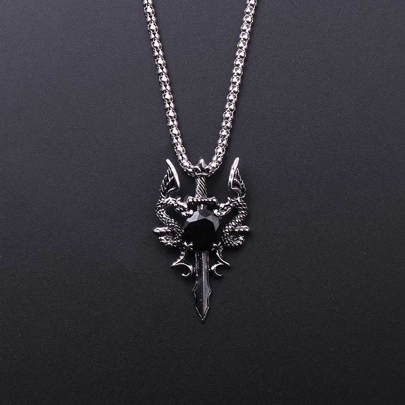 Double Dragon Black Gem Cross  – обзор и цена Vintage Fashion Necklace