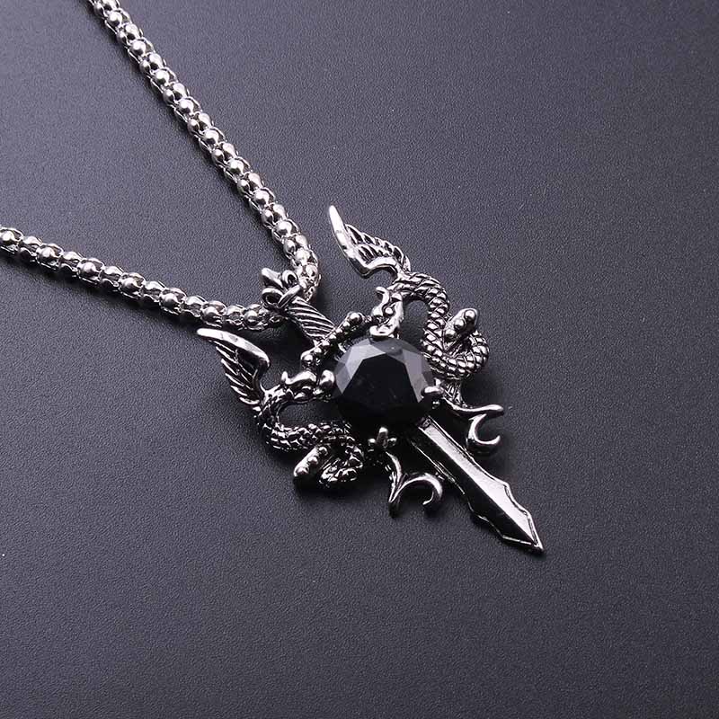 Double Dragon Black Gem Cross  – обзор и цена Vintage Fashion Necklace