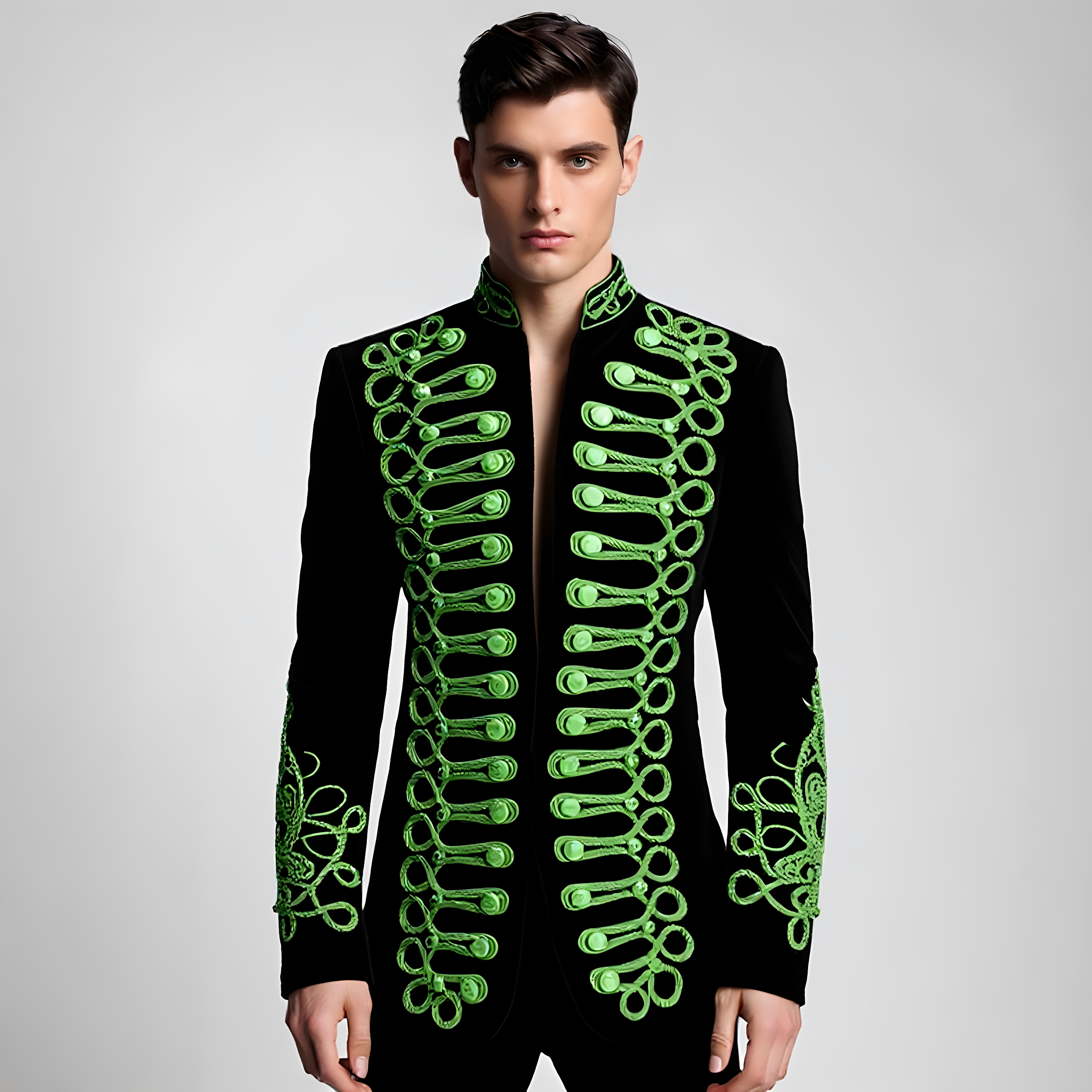 Men's Standing Collar Gold Bla – обзор и цена Velvet Blazer Vintage
