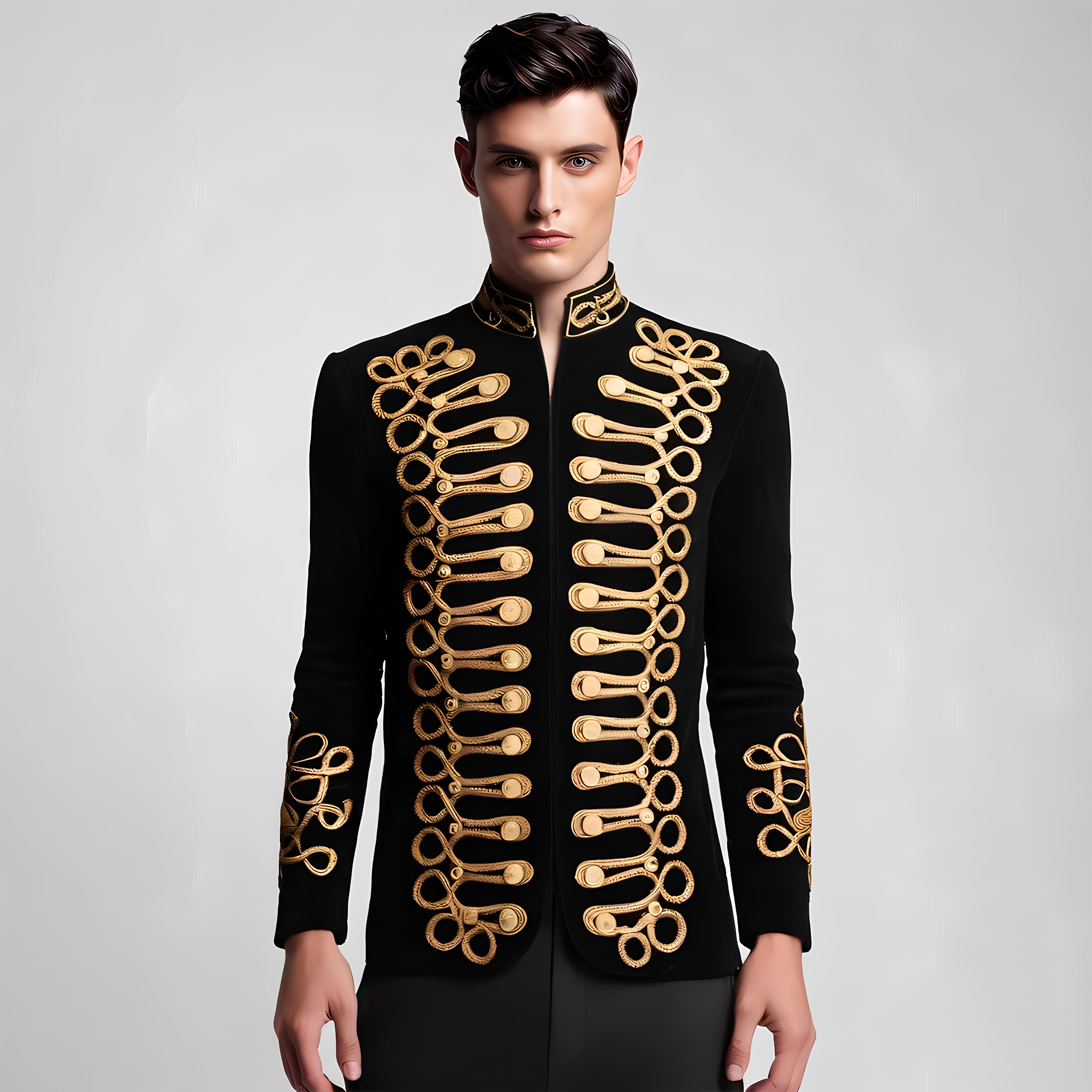 Men's Standing Collar Gold Bla – обзор и цена Velvet Blazer Vintage
