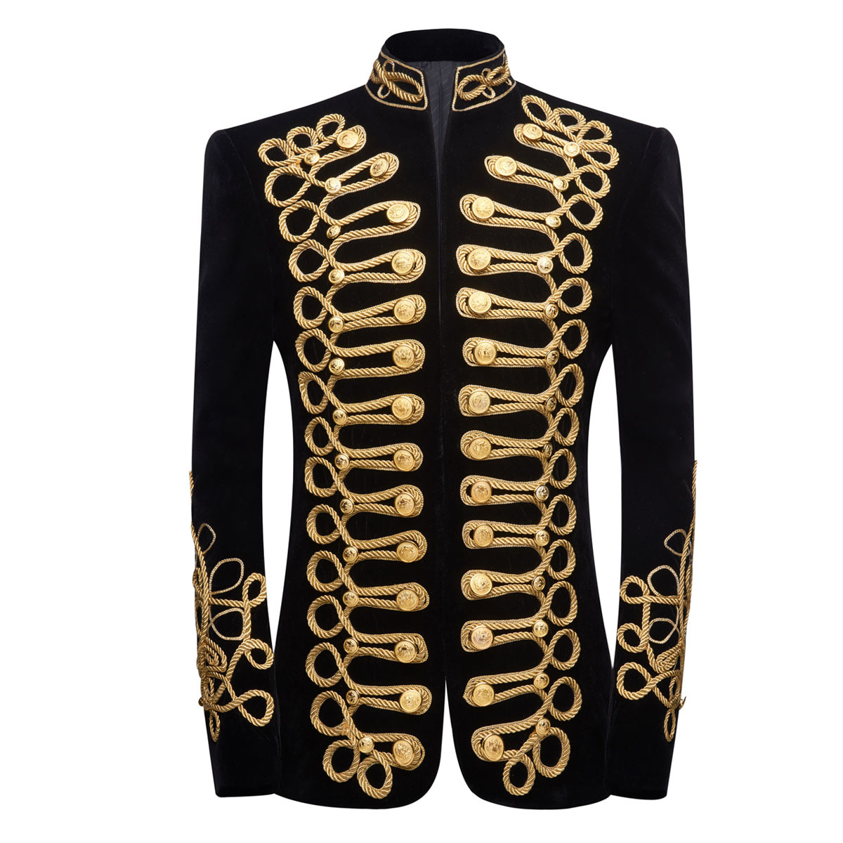 Men's Standing Collar Gold Bla – обзор и цена Velvet Blazer Vintage