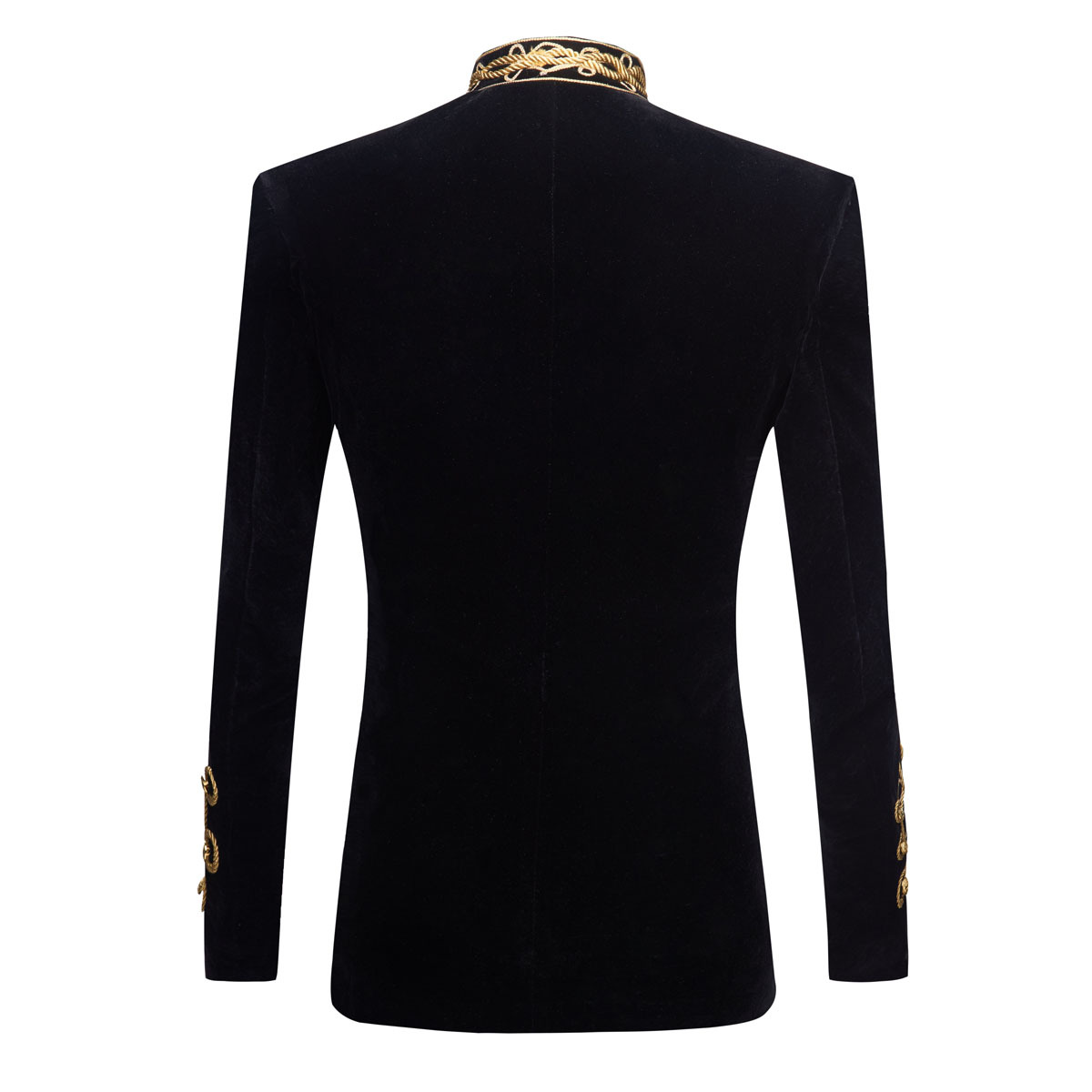Men's Standing Collar Gold Bla – обзор и цена Velvet Blazer Vintage